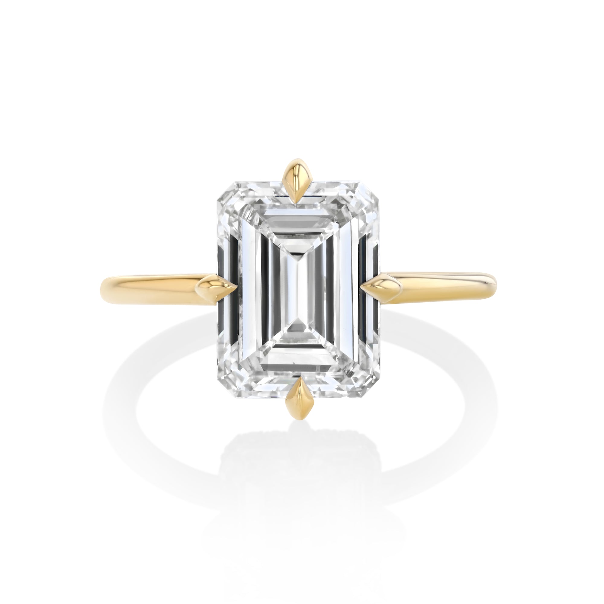 Emerald Cut With Hidden Halos and Round Band