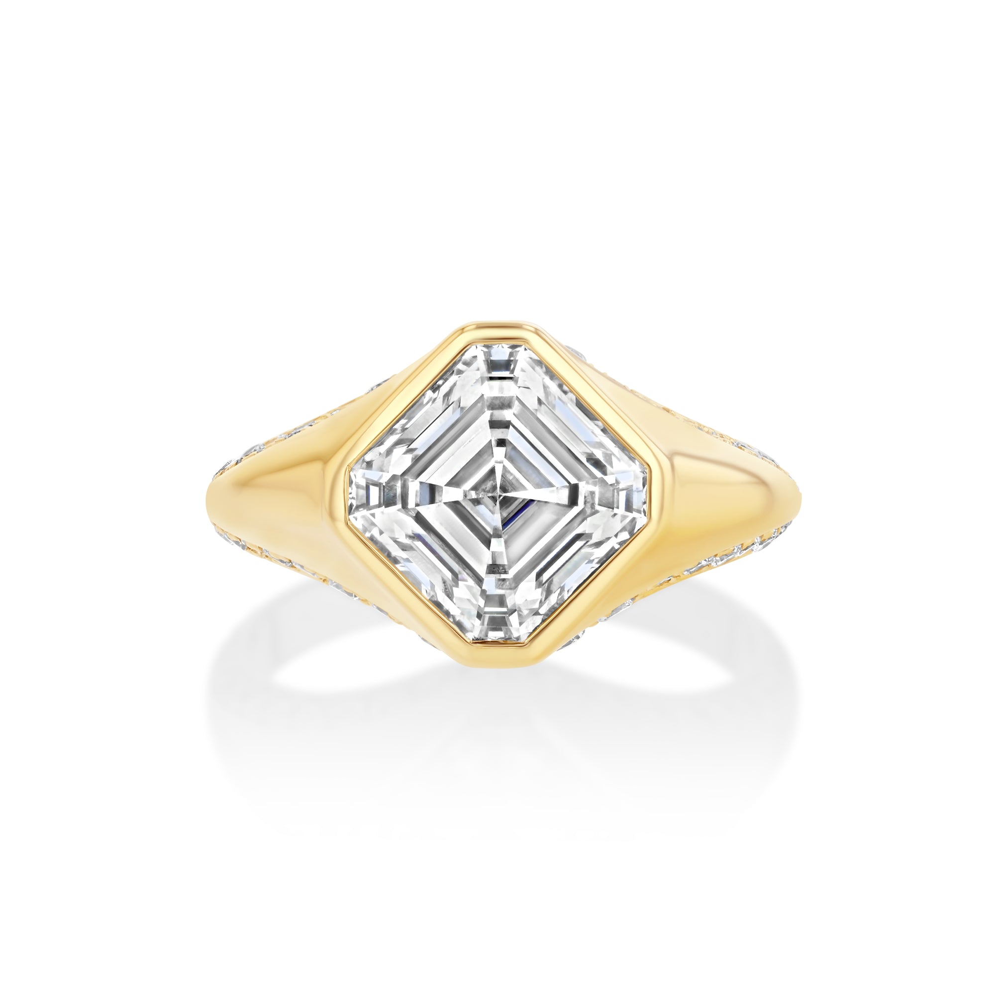 Royal Asscher Bezel with Double Sided Pavé Band