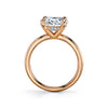 Round White Diamond Rose Gold Band Hidden Pave Side Halo