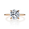Round White Diamond Rose Gold Band Hidden Pave Side Halo