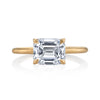 East/West Emerald Cut Diamond with Satin Finish Band