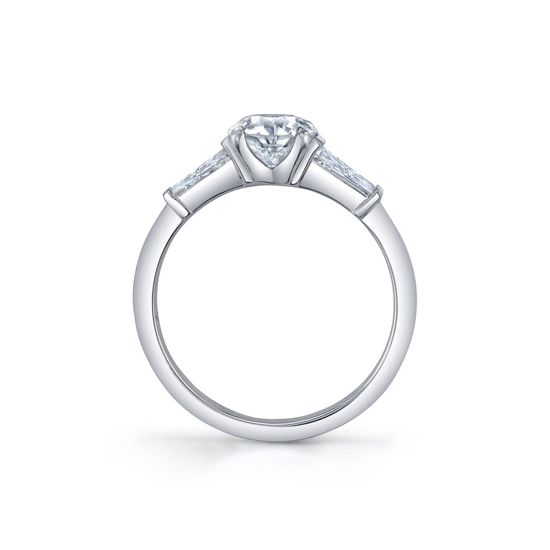 Round Diamond with Tapered Baguette Side Stones
