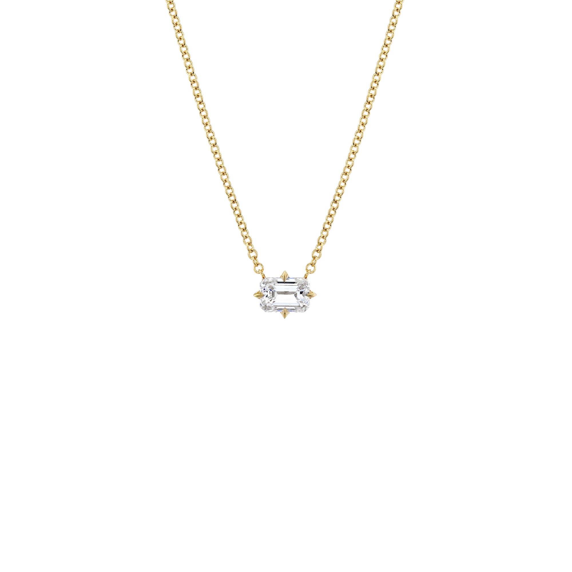 Mini Prong Set Emerald Cut Diamond Necklace