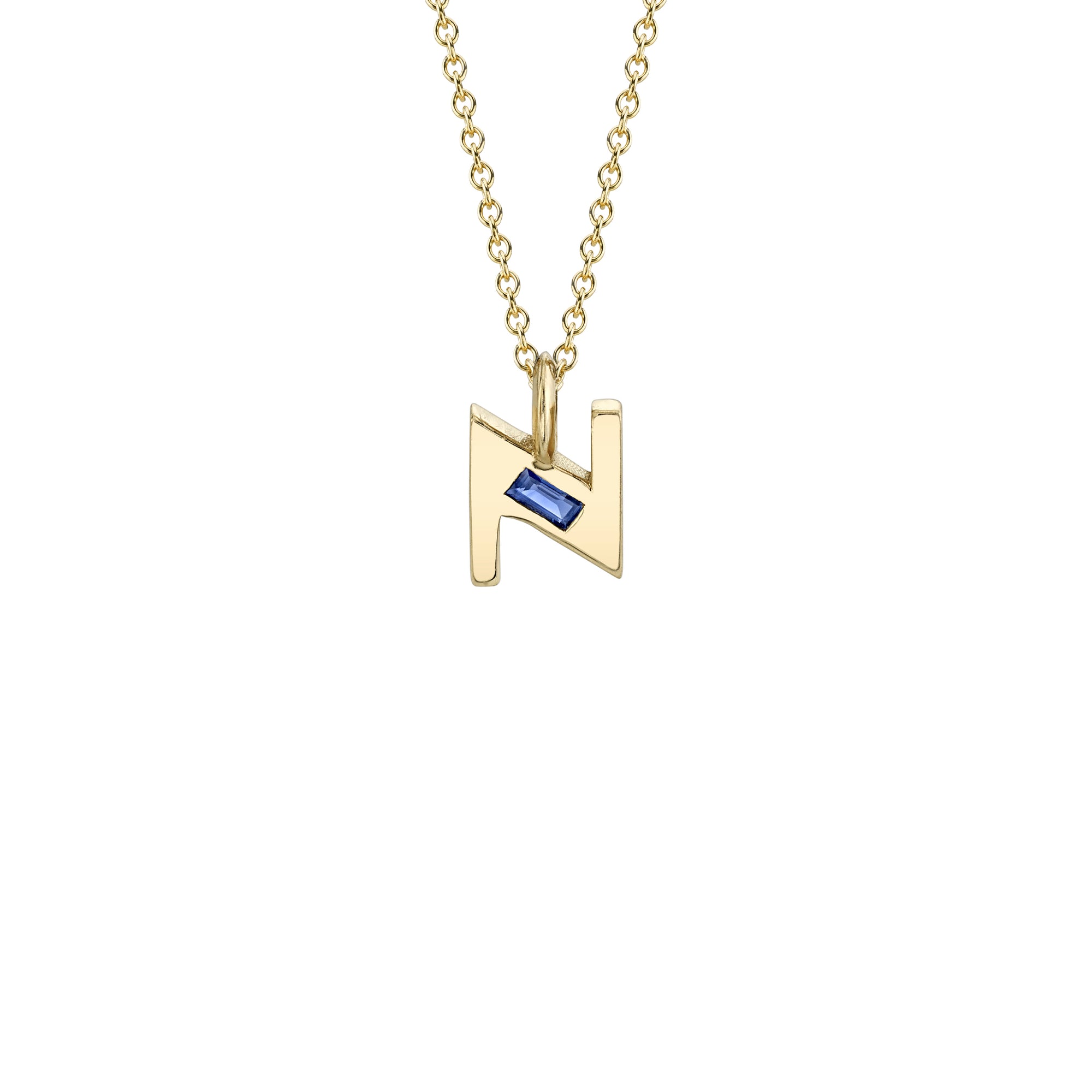 Sapphire Petite Deco Initial Necklace