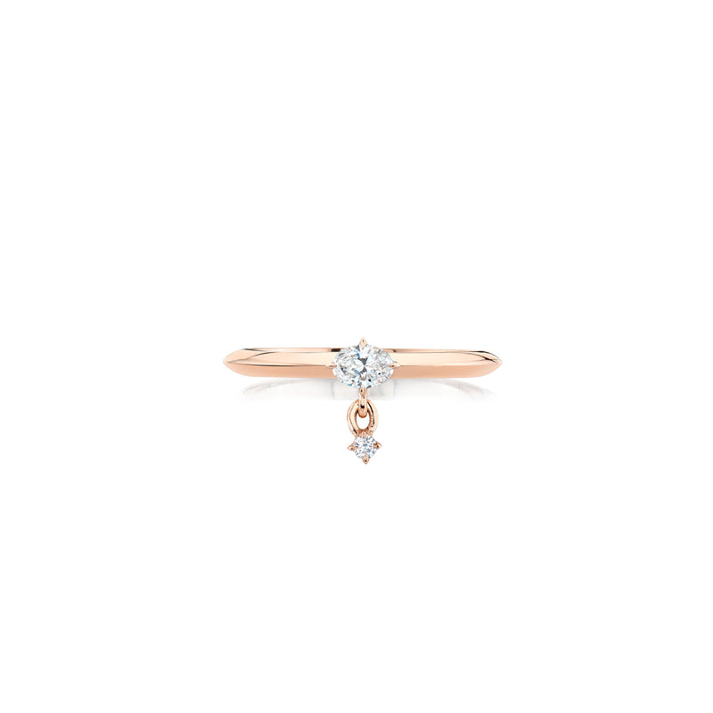 Double Drop Prong Set Petite Oval and Round Diamond Ring
