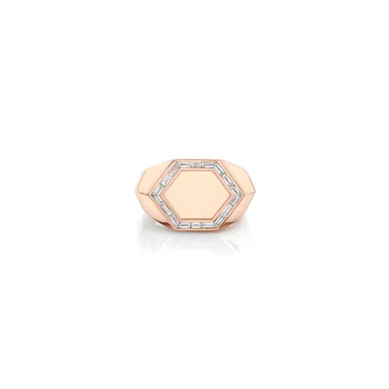 Baguette Hexagon Signet Ring