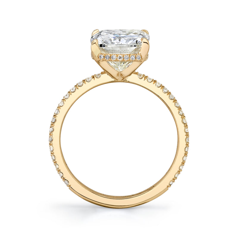 Cushion Cut with Pave Diamond Band and Hidden Halo