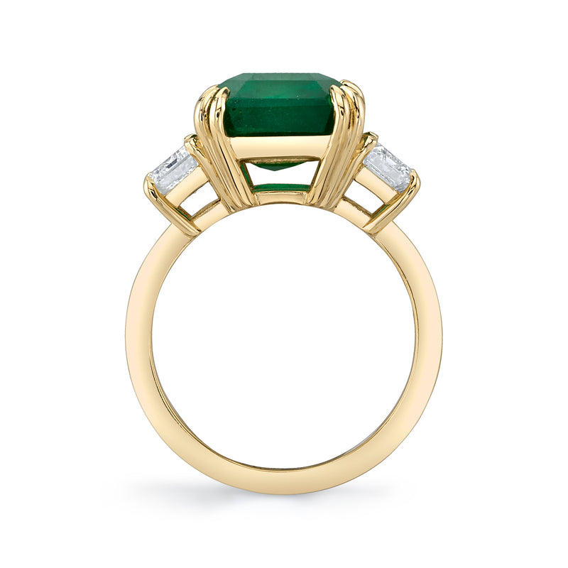Emerald Cut Emerald Ring with  Side Stones