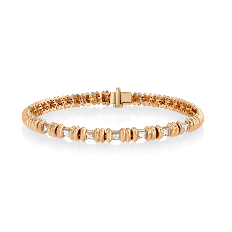 Fluted Bar Carre Tennis Bracelet