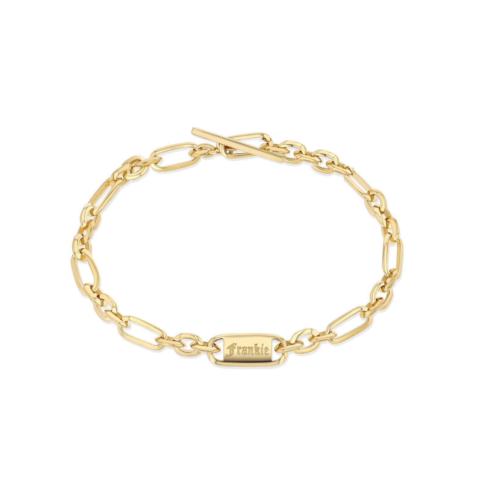 Mini Nameplate Figaro Chain Bracelet