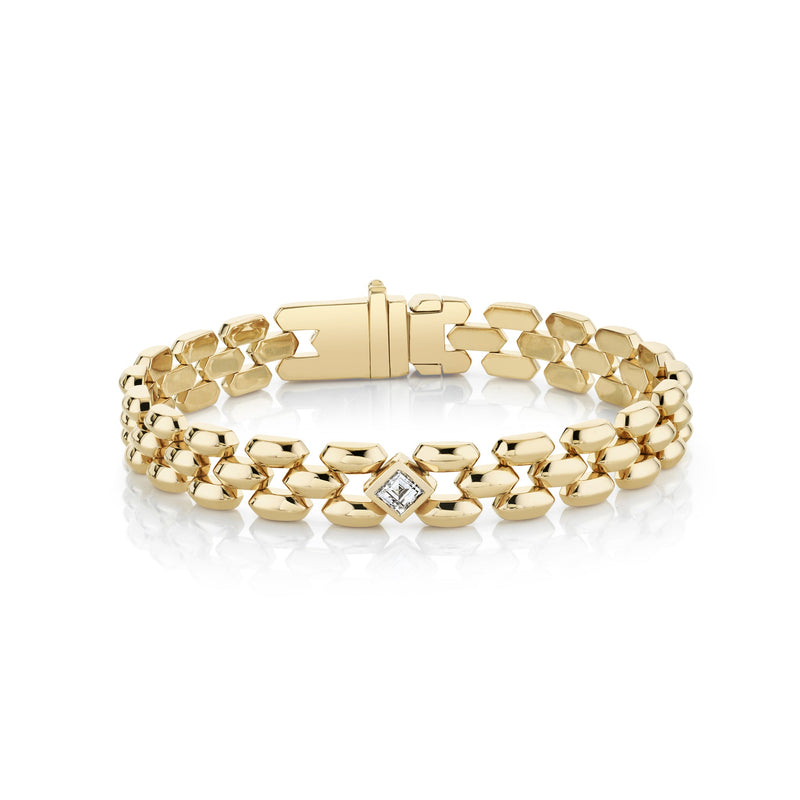 Three Row Cleo Bracelet with Carre Diamond