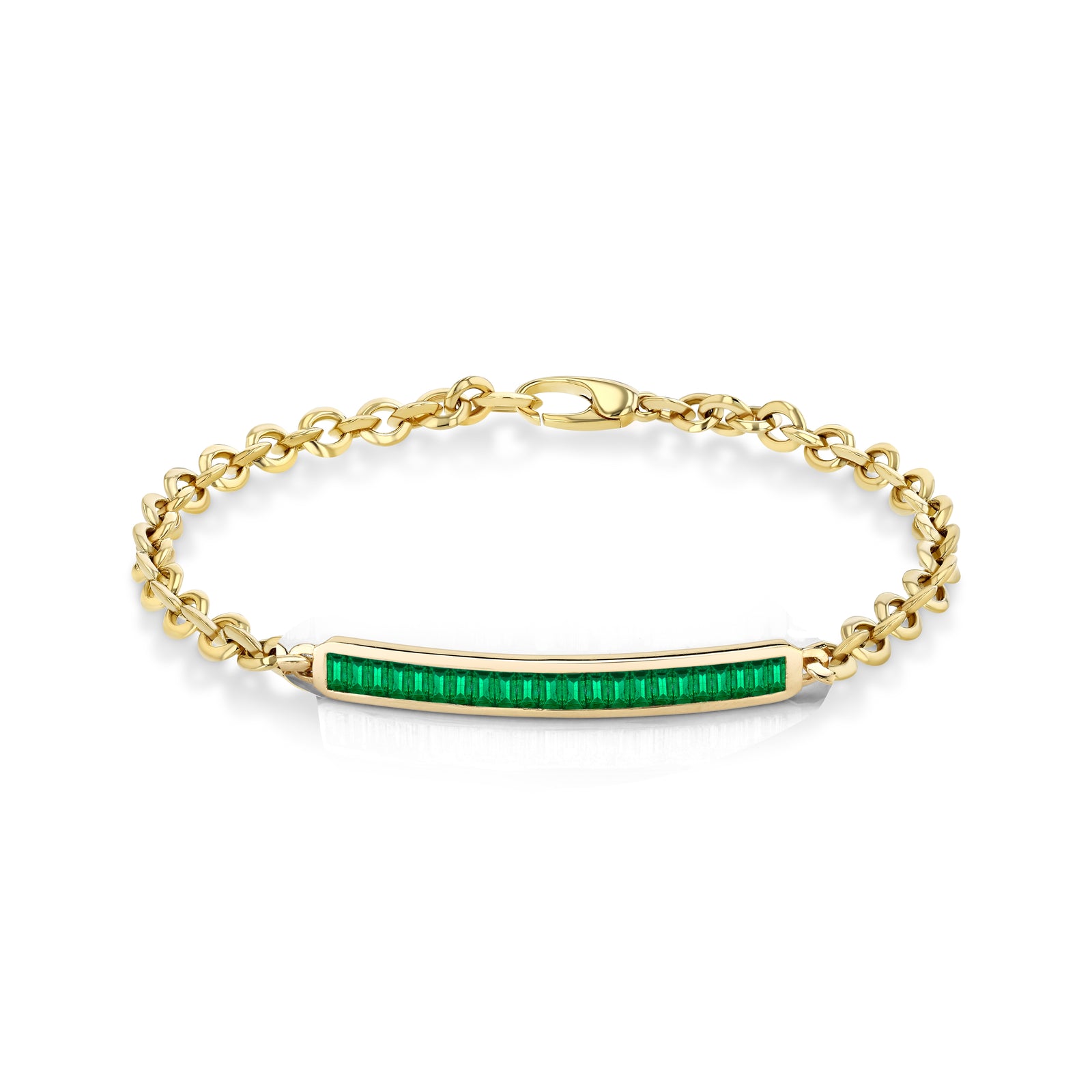 Micro ID Bracelet with Emerald Baguettes