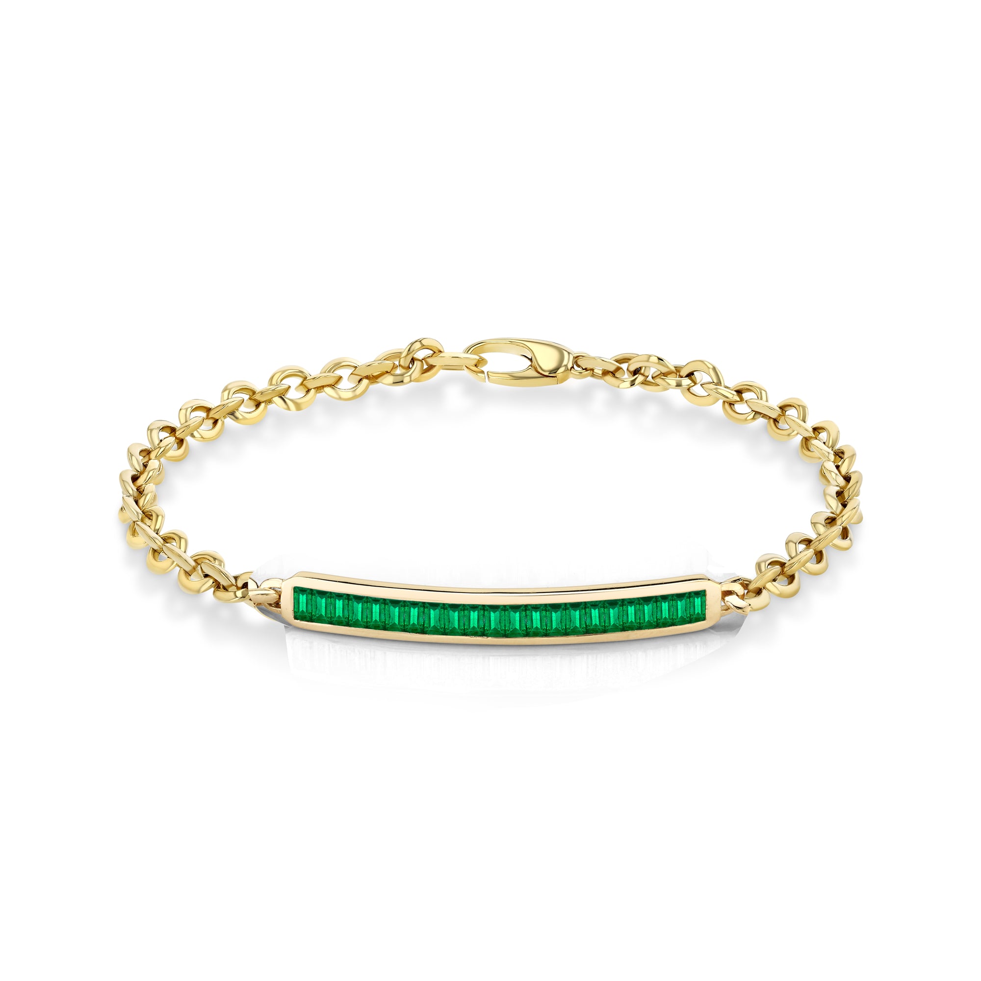 Micro ID Bracelet with Emerald Baguettes