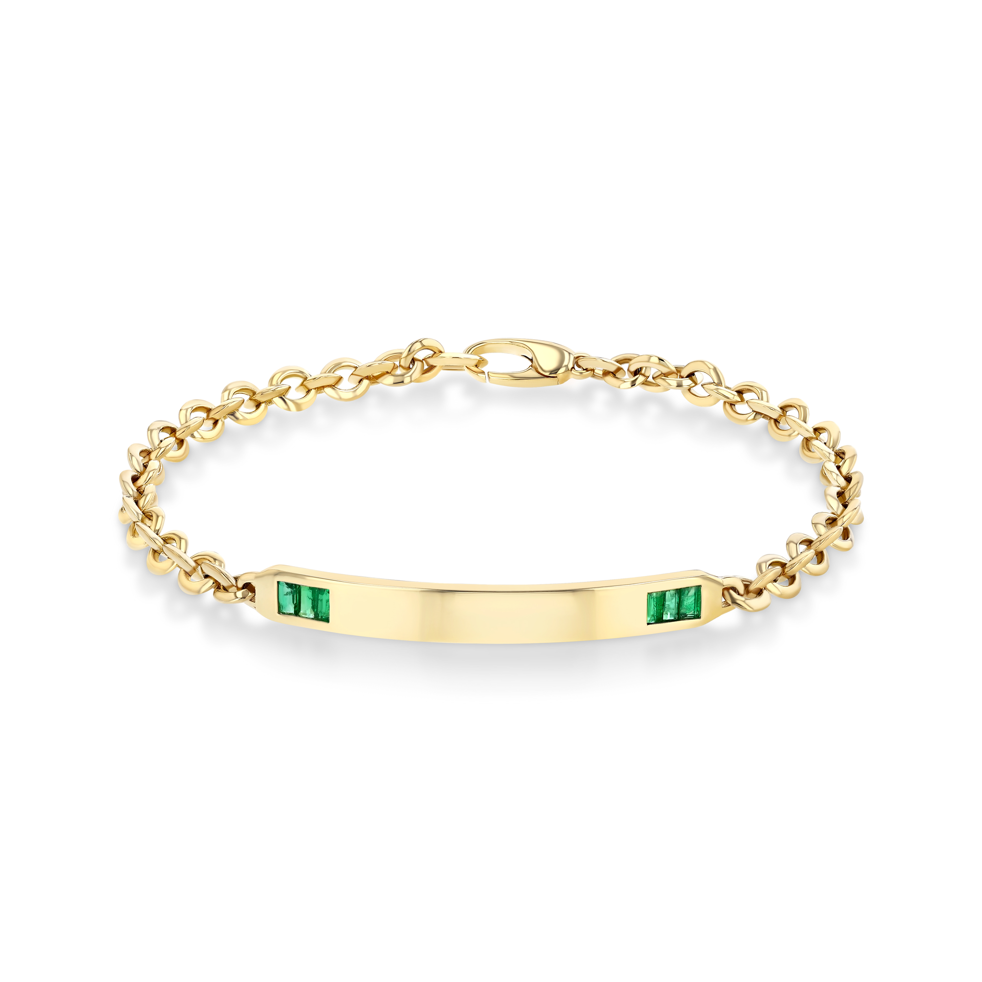 Emerald Baguette Tipped Micro ID Bracelet