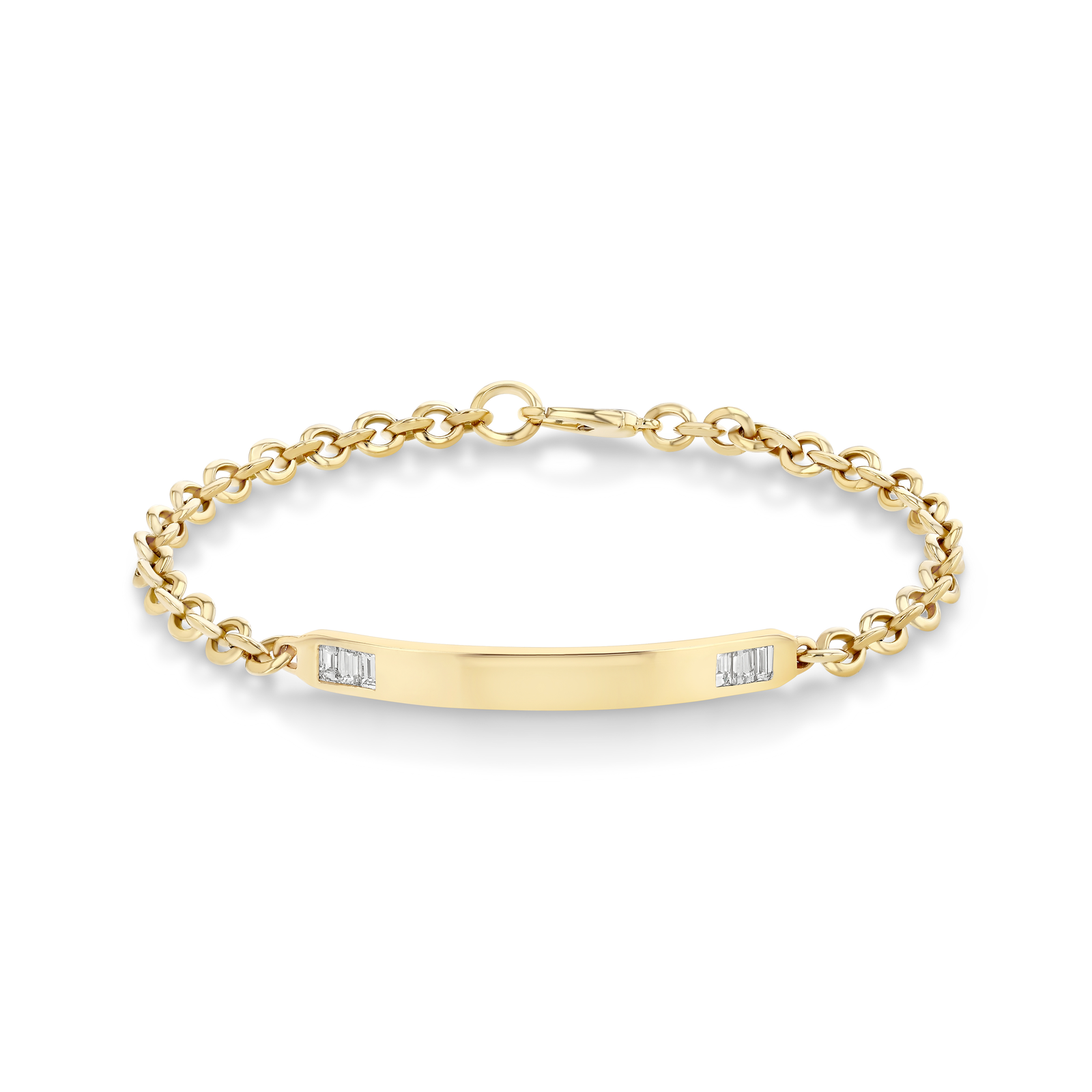 White Diamond Baguette Tipped Micro ID Bracelet