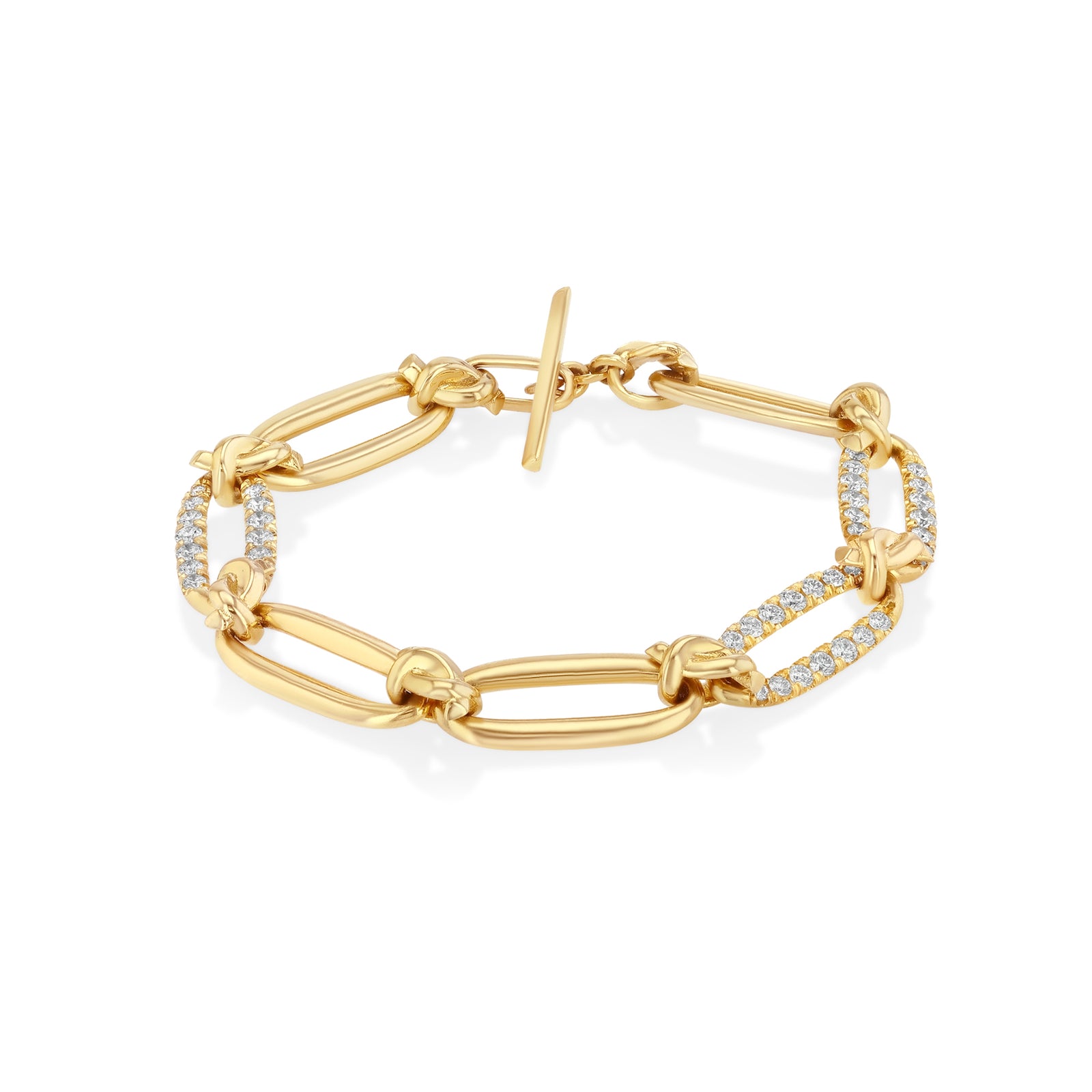 Love Knot Scattered Pave Flat Link Bracelet