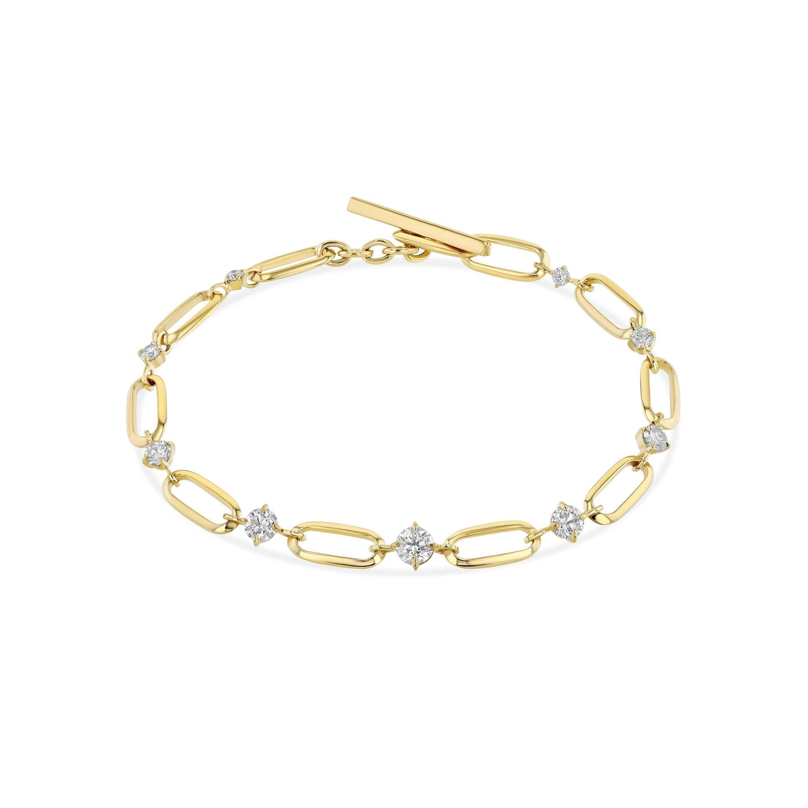 Knife Edge Oval Link Chain Bracelet with Four Alternating Double-Sided -  Lizzie Mandler