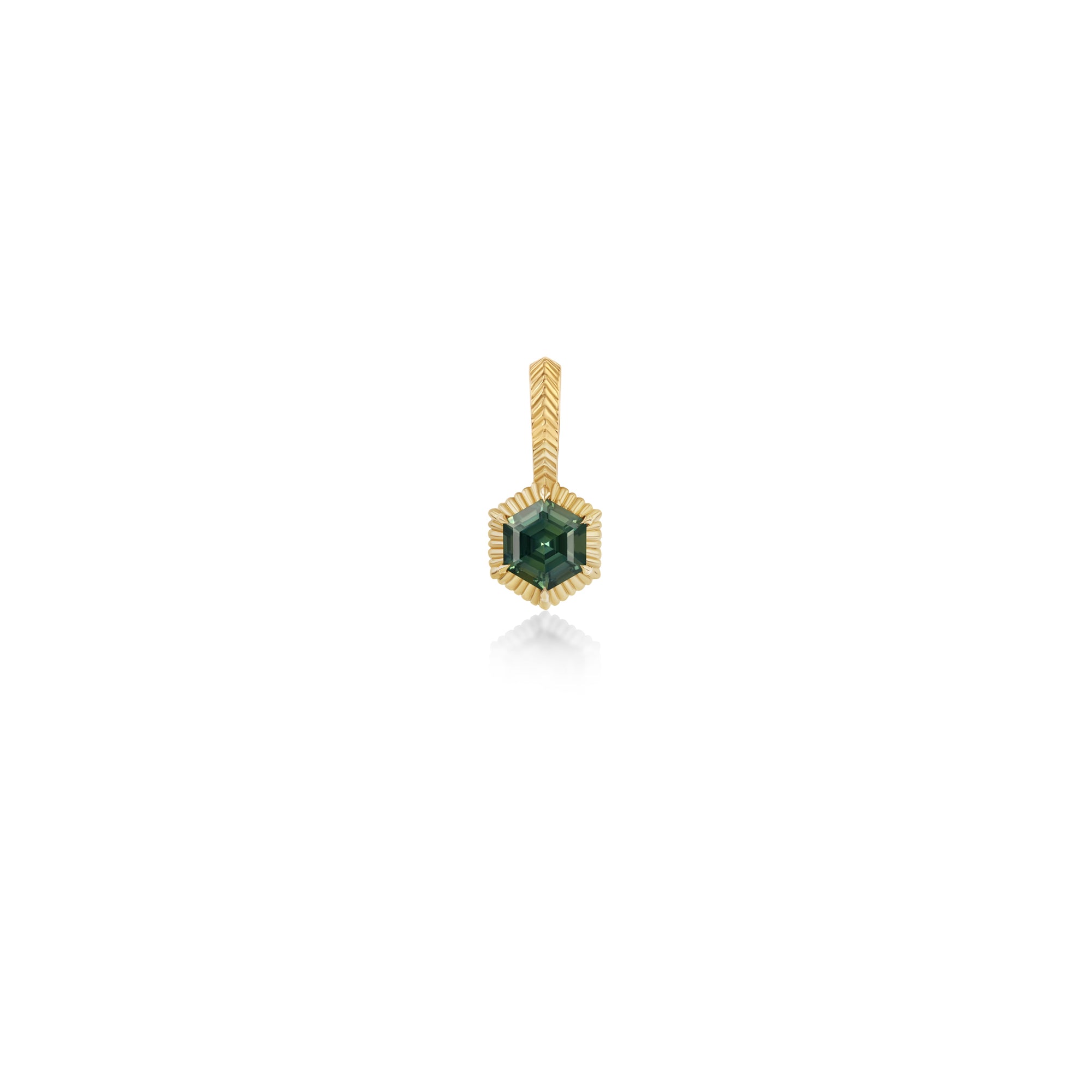 Green Hexagon Sapphire charm