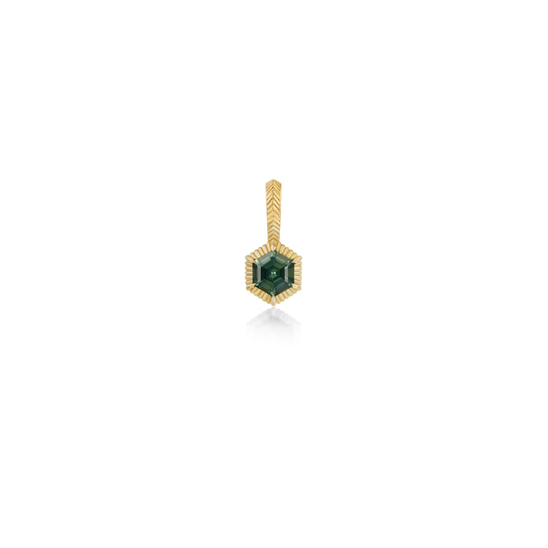 Green Hexagon Sapphire charm