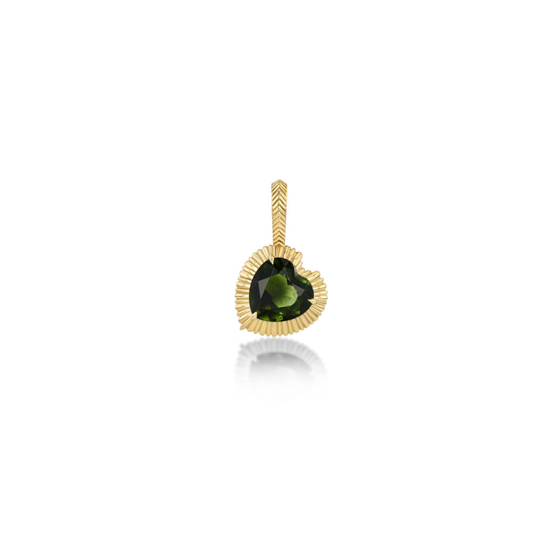 Dark Green Tourmaline Heart charm