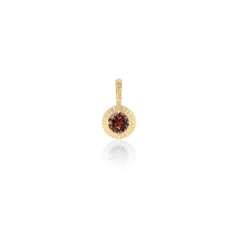 Fluted Bezel Round Pink Tourmaline Charm