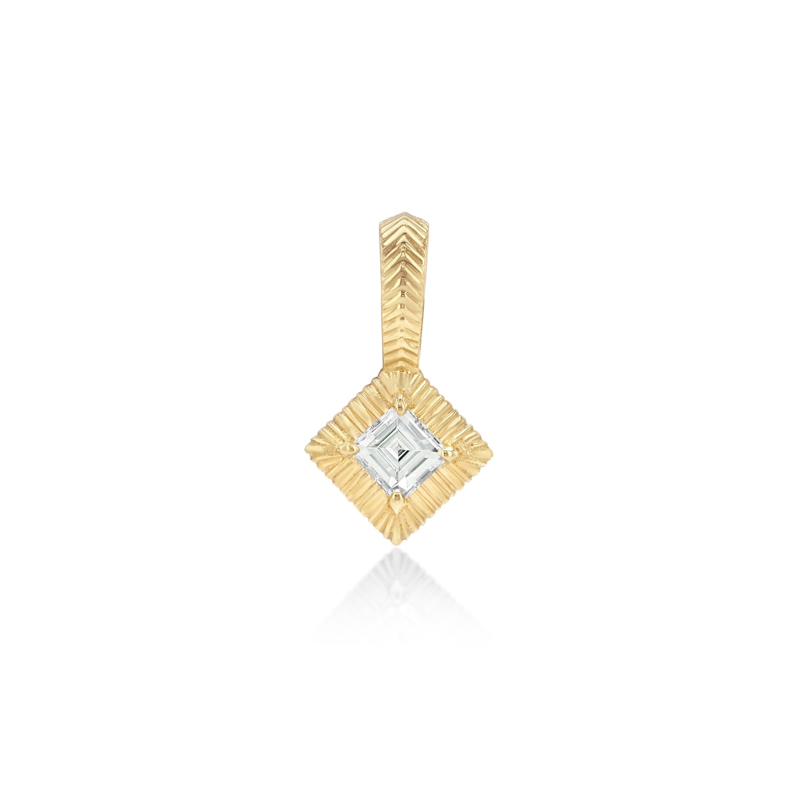 Petite Fluted Bezel Charm with Carre Cut Diamond