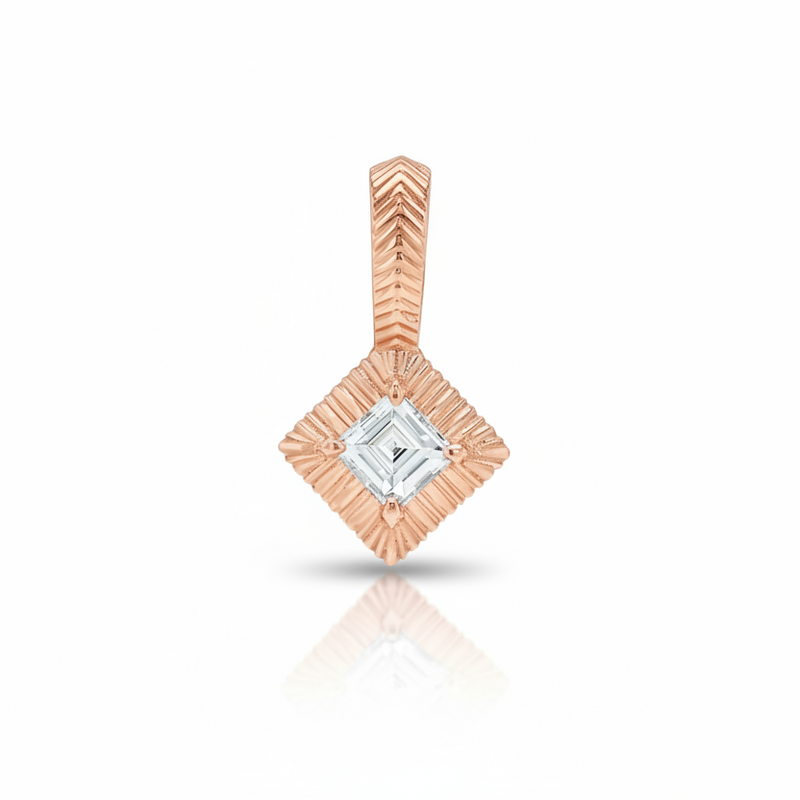 Petite Fluted Bezel Charm with Carre Cut Diamond