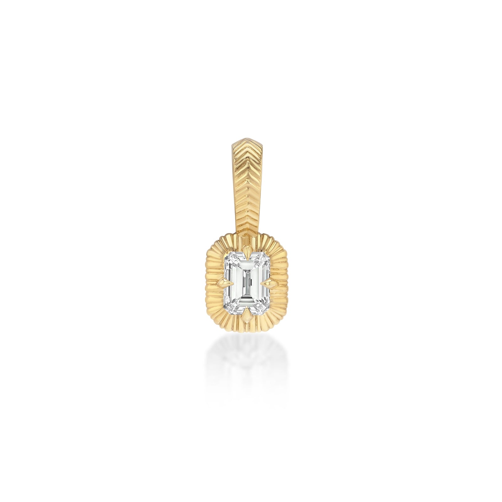 Petite Fluted Bezel Charm with Emerald Cut Diamond