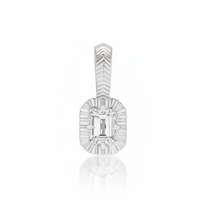 Petite Fluted Bezel Charm with Emerald Cut Diamond