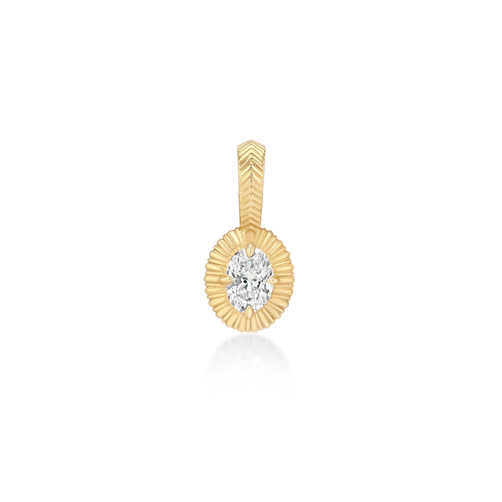 Petite Fluted Bezel Charm with Oval Diamond