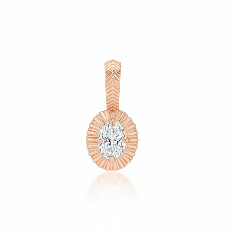 Petite Fluted Bezel Charm with Oval Diamond
