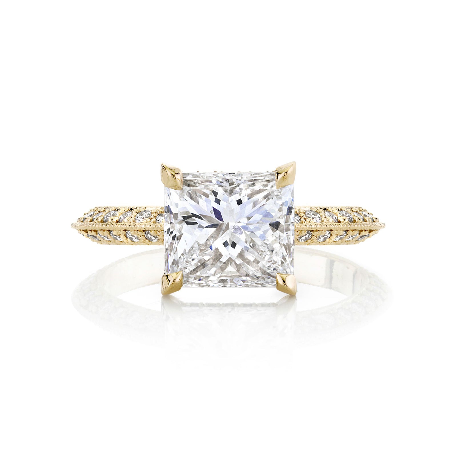Double-sided pavé Knife edge Solitaire