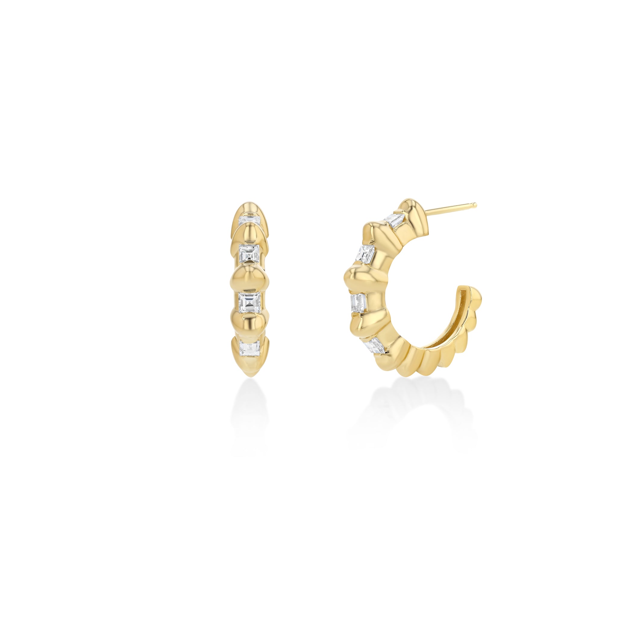 Single Row Carre Fluted Bar Hoops - Lizzie Mandler