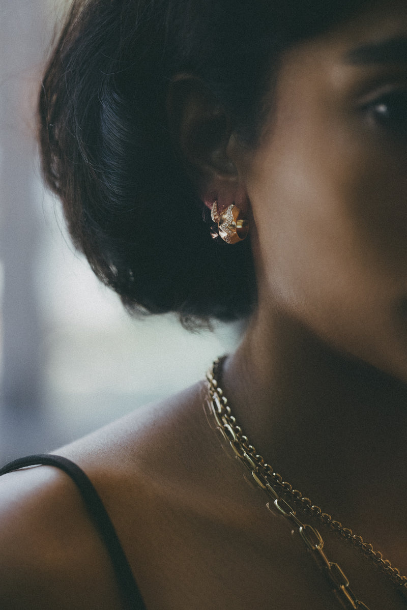 Small Liquid Gold Hoops with pave