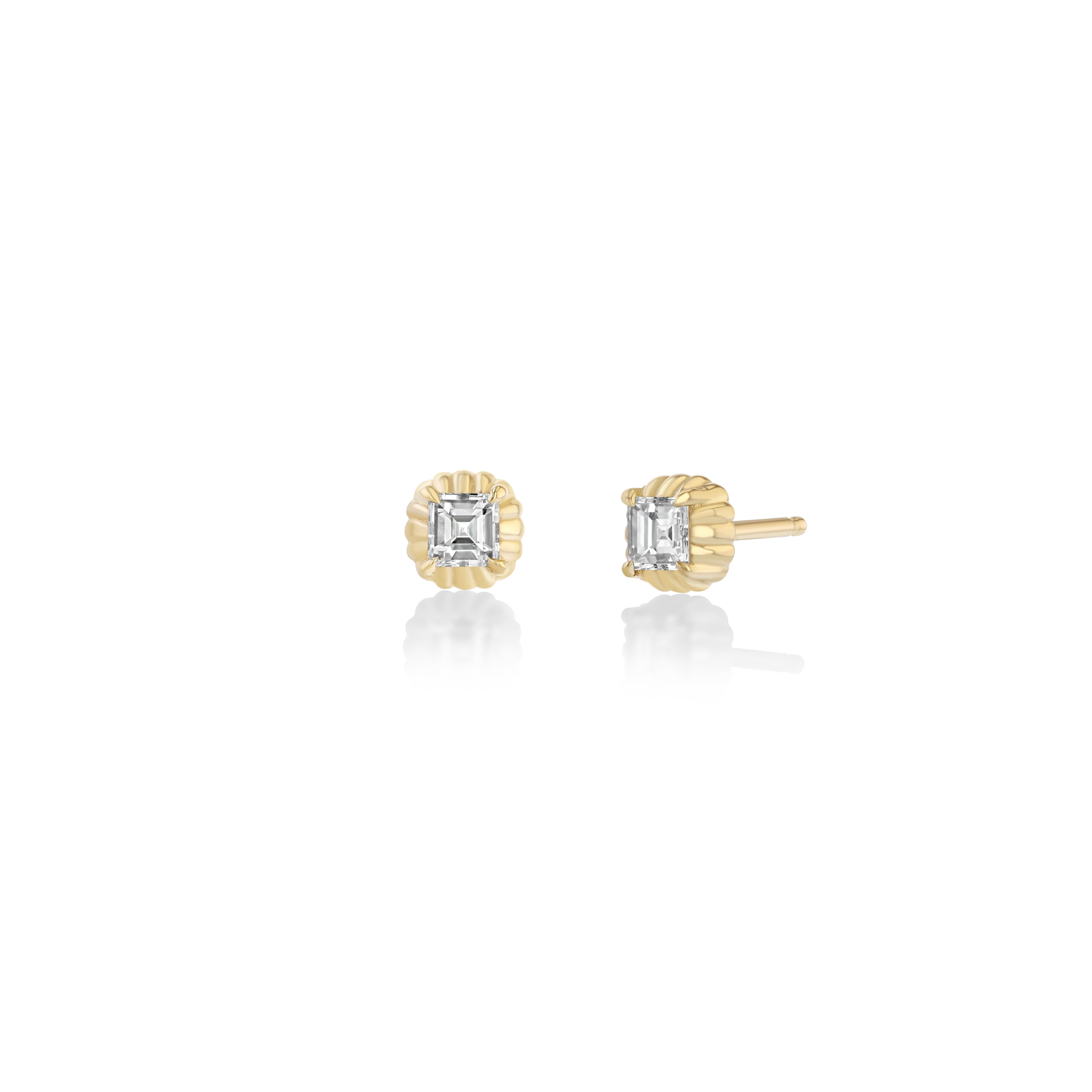Mini Fluted Button Studs Carre
