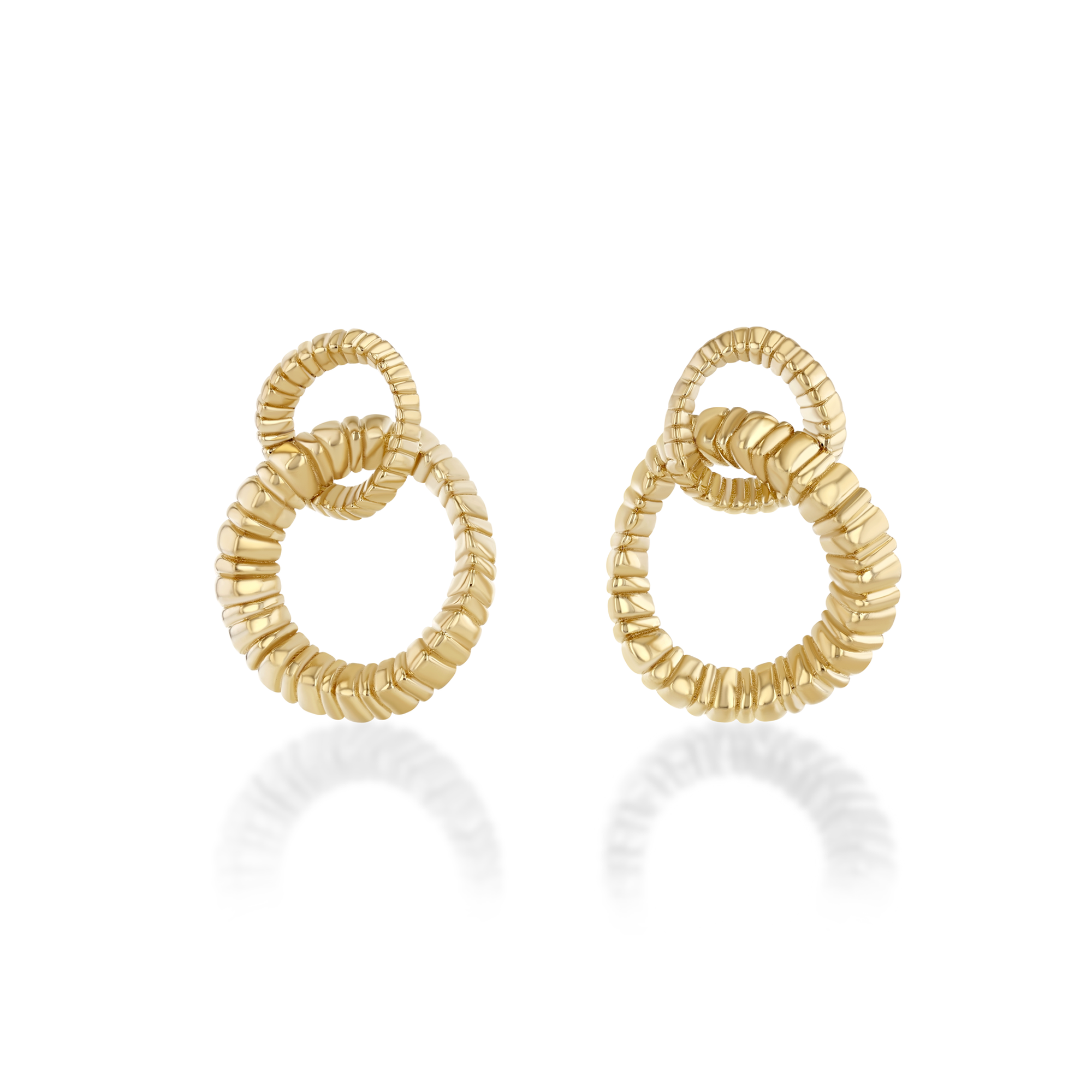 Large Fluted Chain Link Earrings