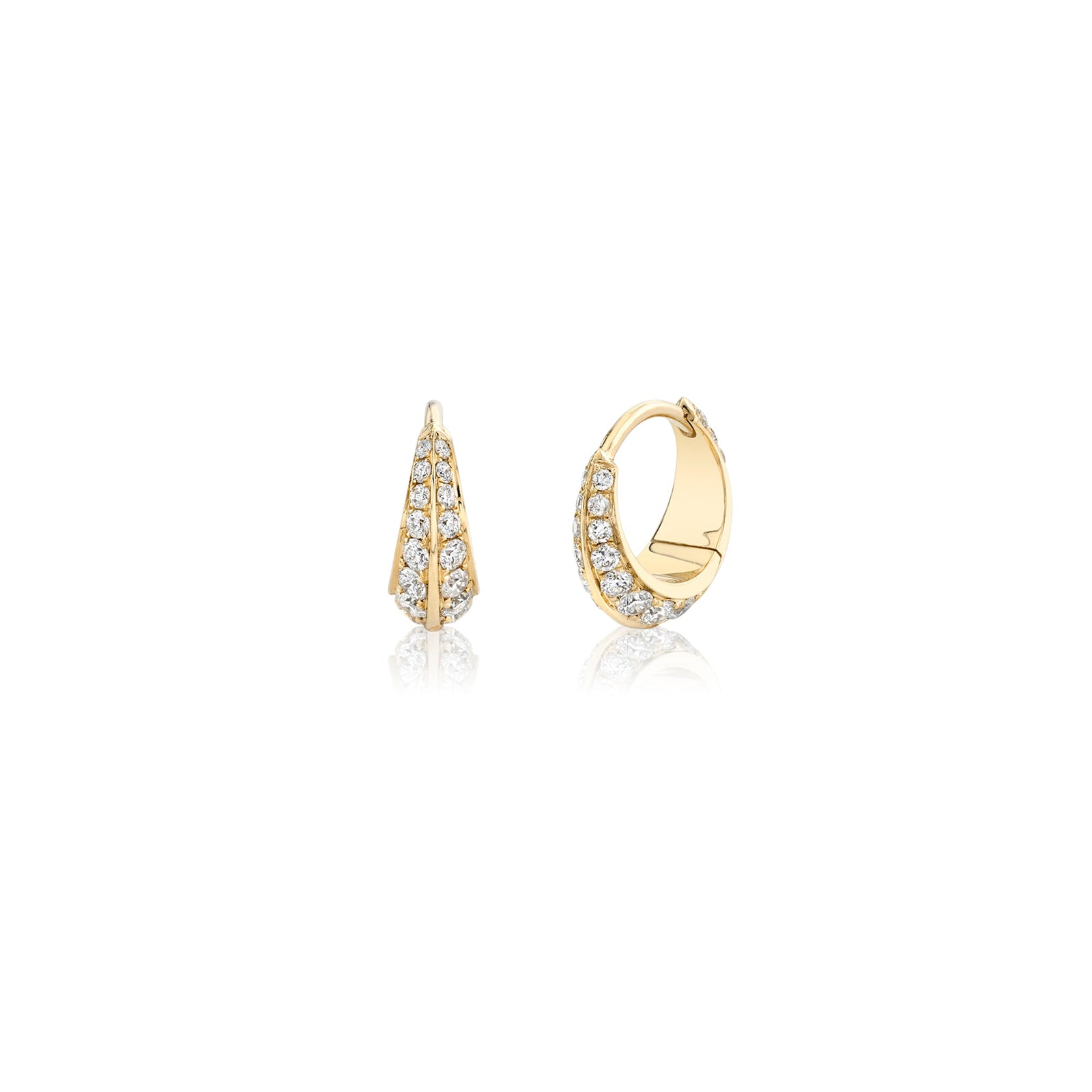 Lizzie Mandler ナイフエッジ パヴェダイヤ スタッドピアス LIZZIE MANDLER】Small Pave Crescent Hoop Right side Single