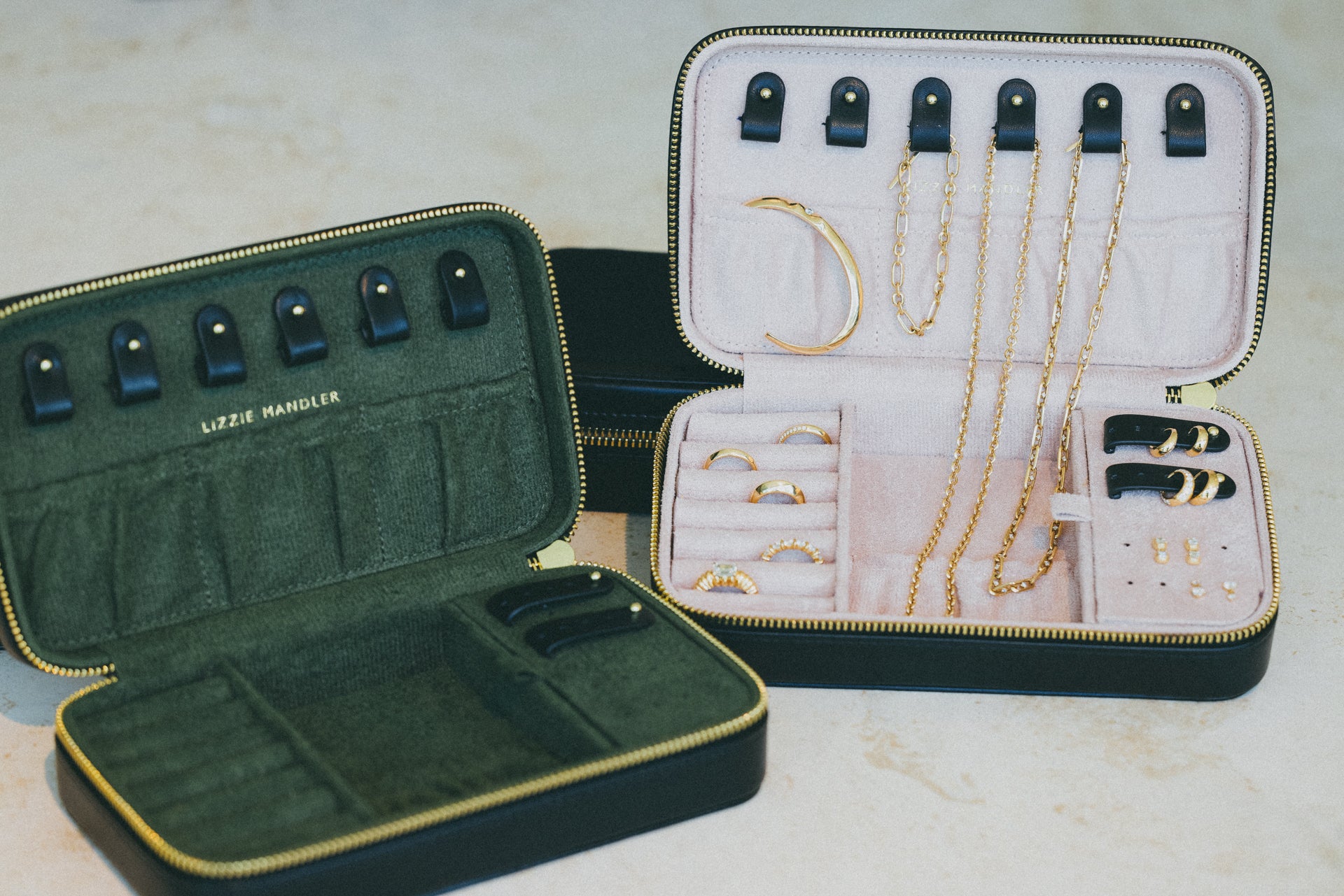 LM Embossed Leather Travel Jewelry Box - Lizzie Mandler