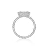 Radiant Cut Diamond 3 Row Pave Band and Cup