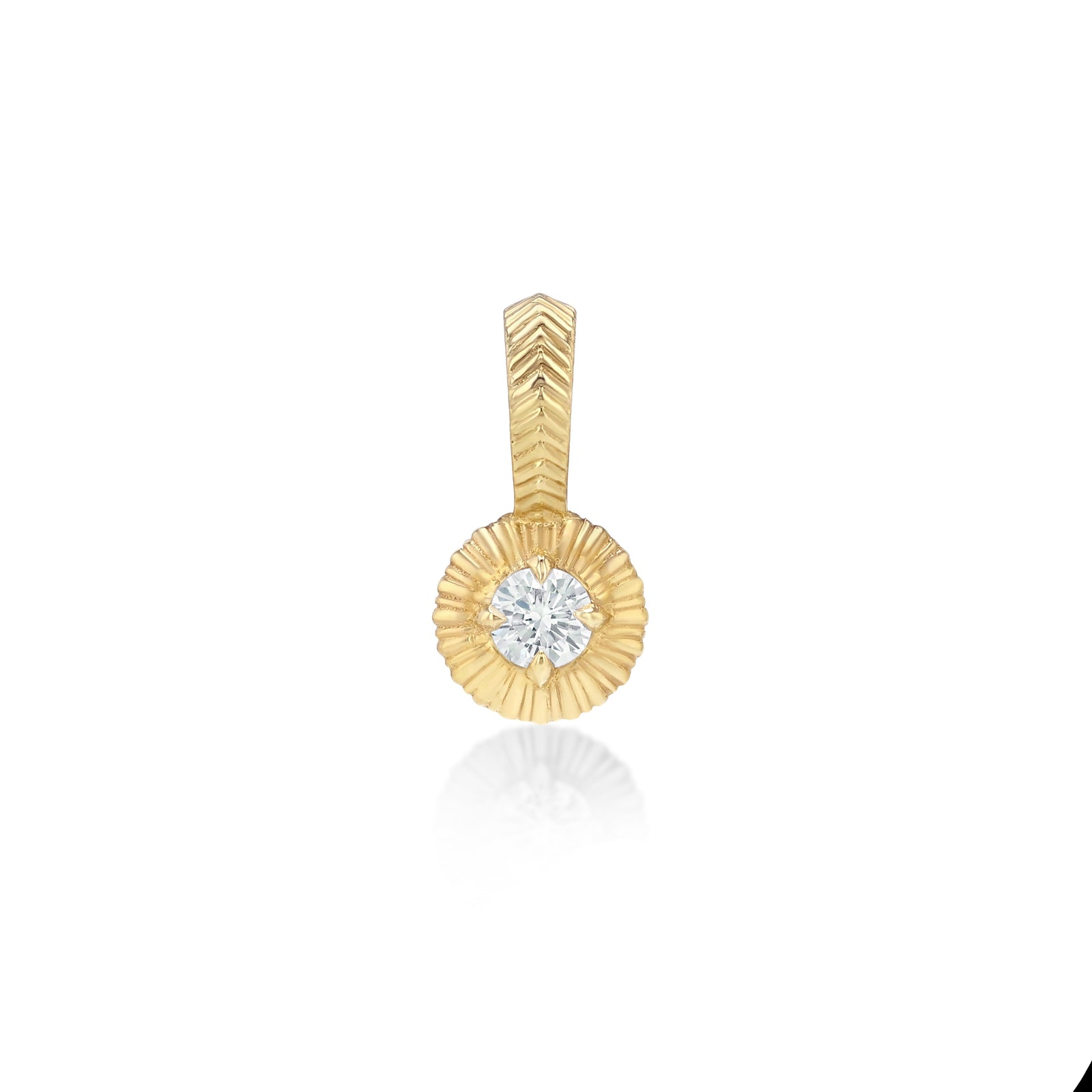 Petite Fluted Bezel Charm with Round Diamond