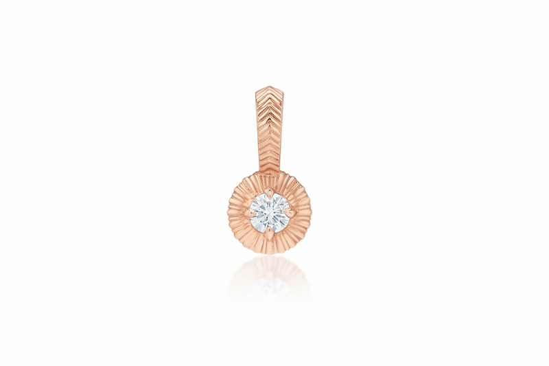 Petite Fluted Bezel Charm with Round Diamond
