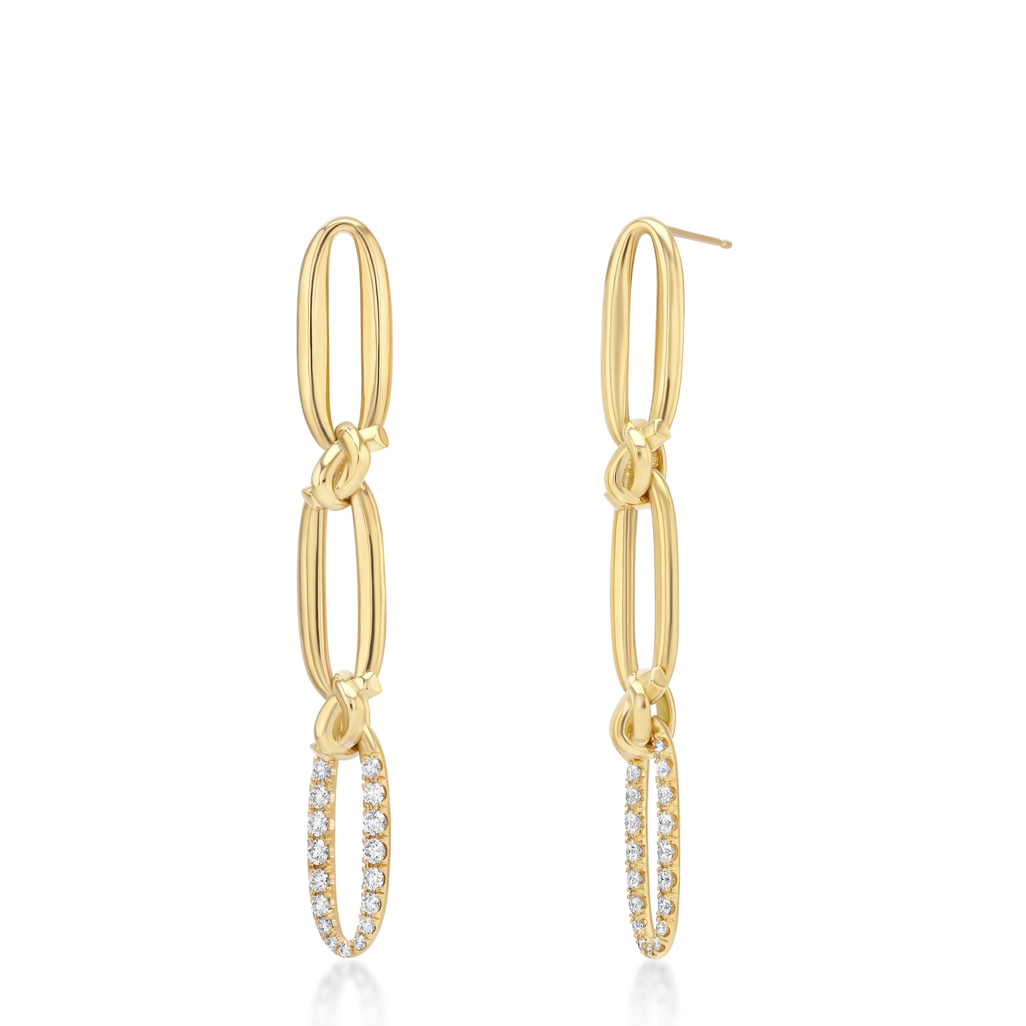 Flat Link Drop Earrings on white background