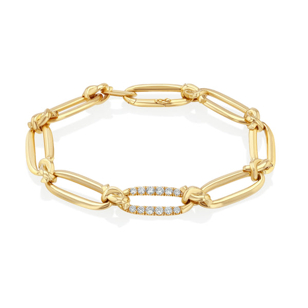 Love Knot Flat Link Bracelet with Center Pave - Lizzie Mandler