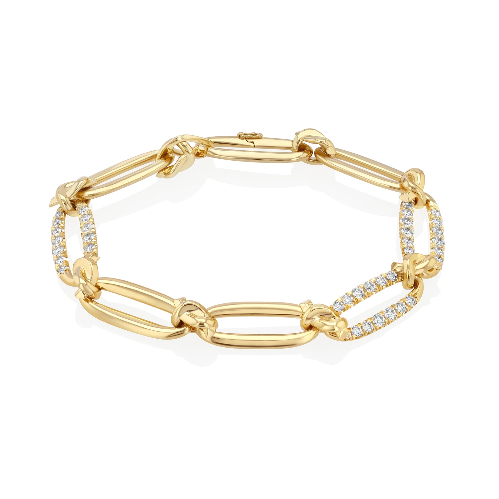 Love Knot Scattered Pave Flat Link Bracelet