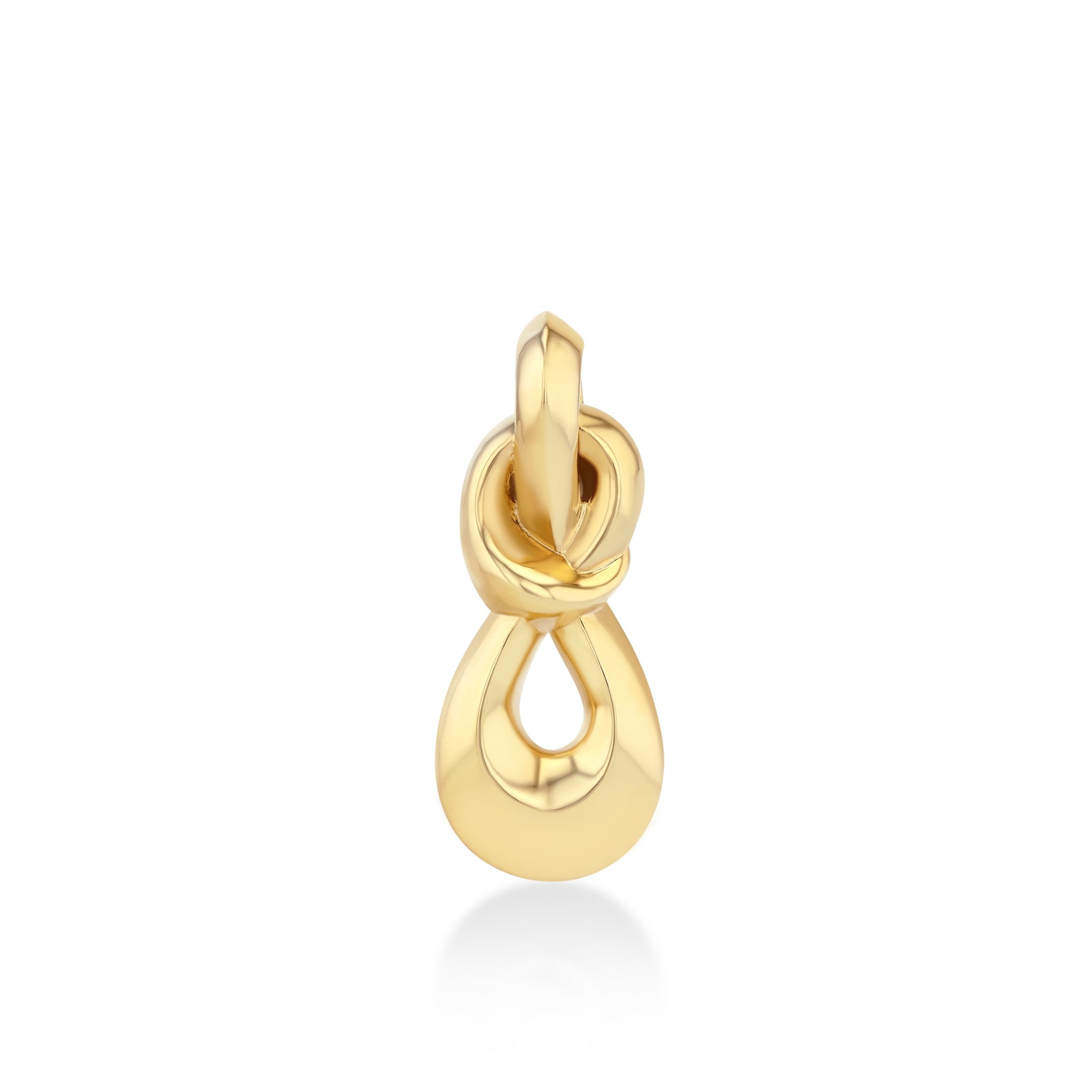 Gold knot pendant on a white background
