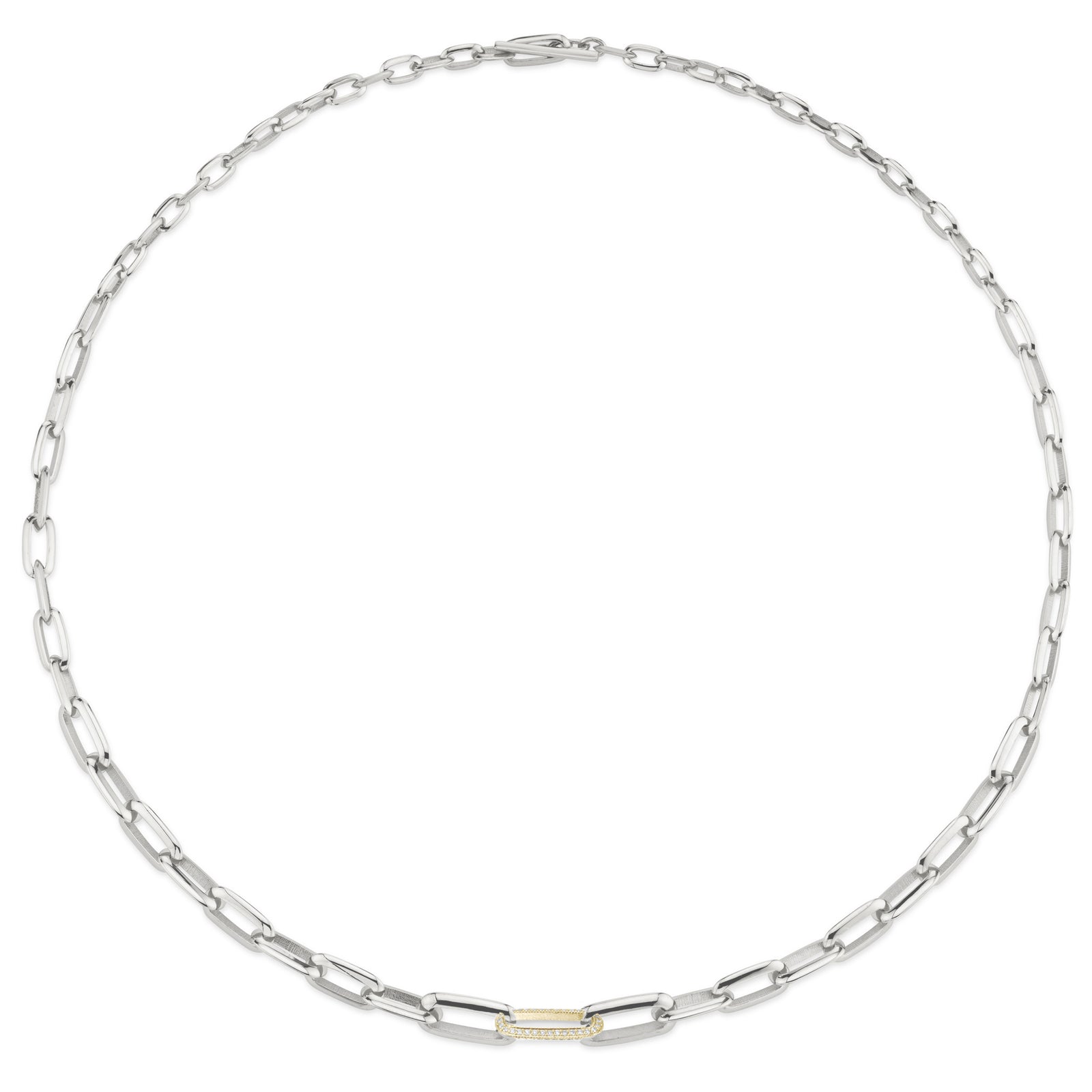 Gold + Silver Graduated Chubby Link Knife Edge Chain Necklace
