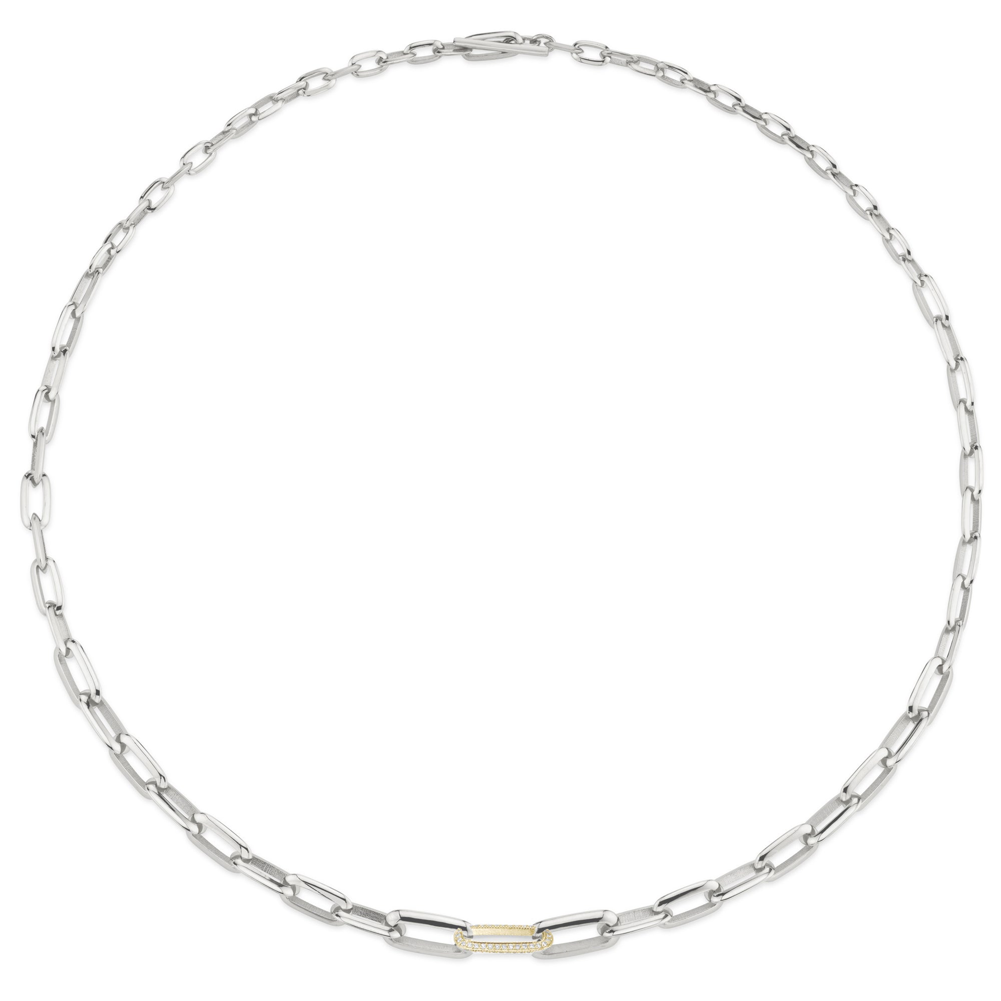 Gold + Silver Graduated Chubby Link Knife Edge Chain Necklace