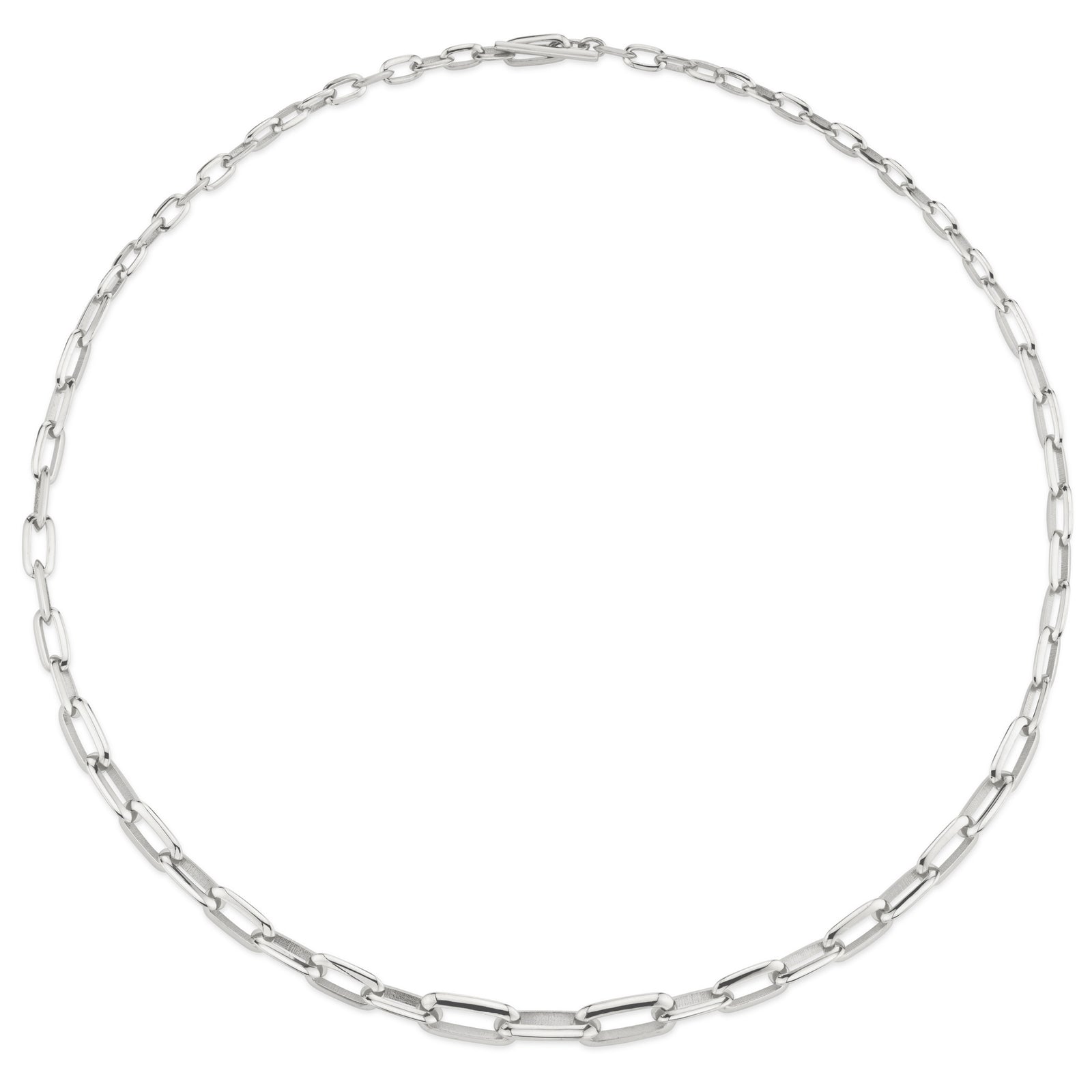 Silver Graduated Chubby Link Knife Edge Chain Necklace