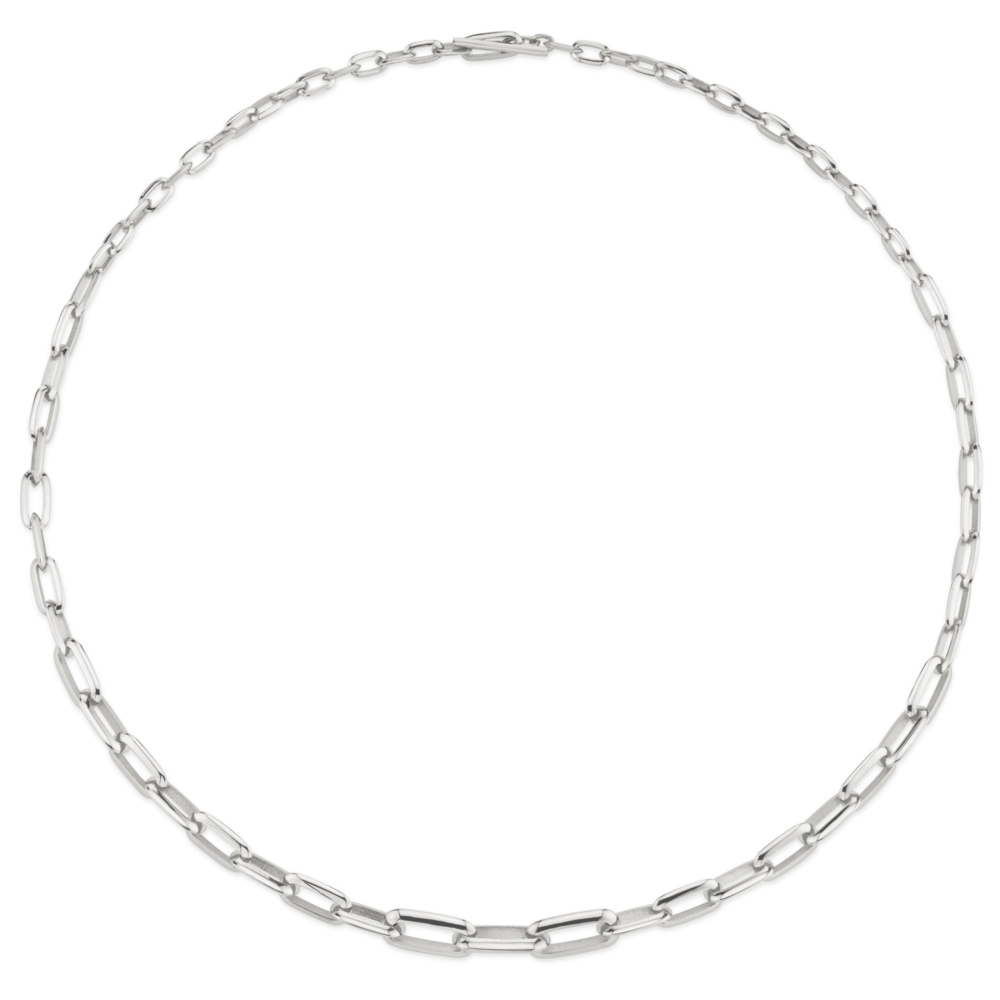 Silver Graduated Chubby Link Knife Edge Chain Necklace
