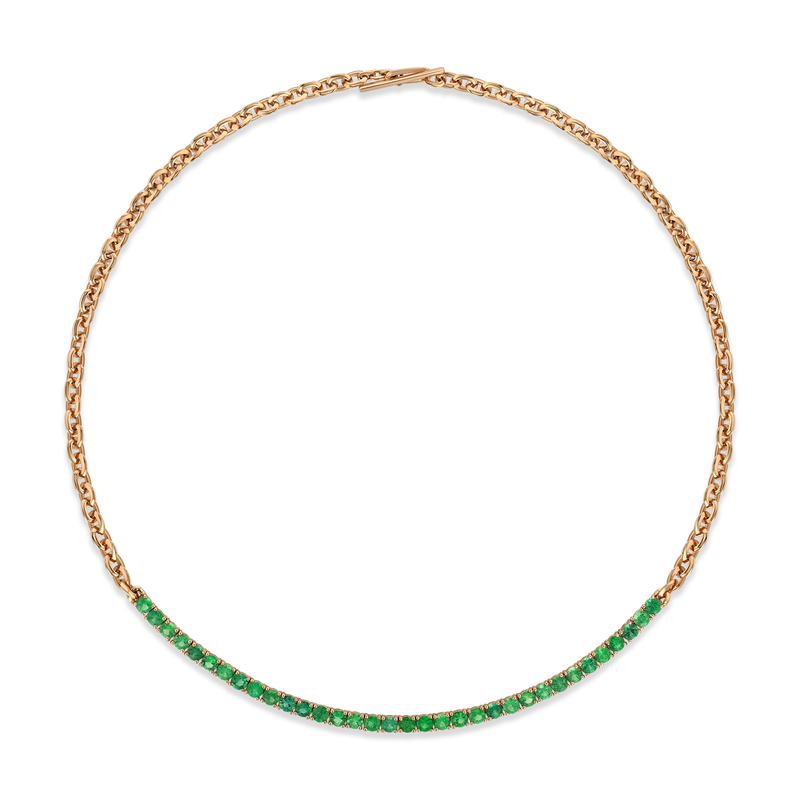 XS Knife Edge and Emerald Tennis Link Necklace